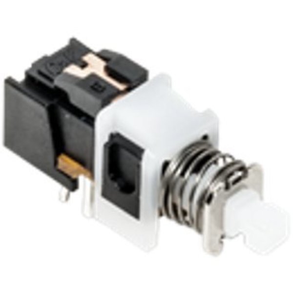 C&K Components Pushbutton Switch, Latched, 1A, 15Vdc, 6 Pcb Hole Cnt, Solder Terminal, Through Hole-Straight PHB4UEETS1A